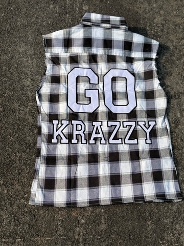 Go krazzy flannel shirt “sleeveless “