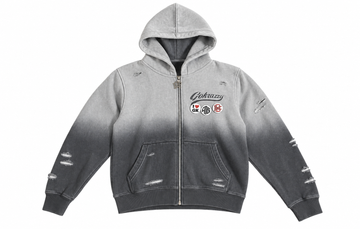 Krazzy Wash Grey Zip Hoodie