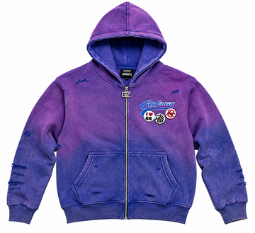 Krazzy Wash Full-Zip Hoodie — Purple/Blue