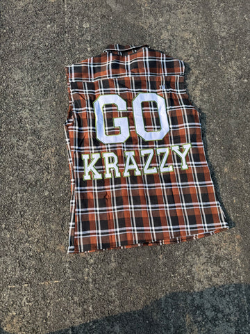 Go krazzy flannel shirt “sleeveless “