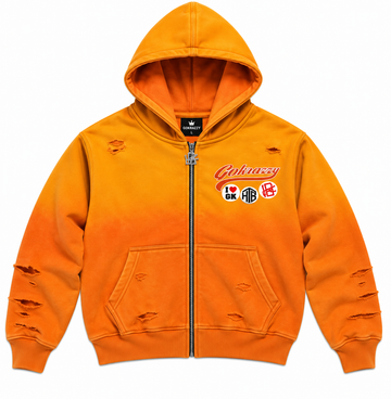 Krazzy Wash Full-Zip Hoodie — Sunset Orange